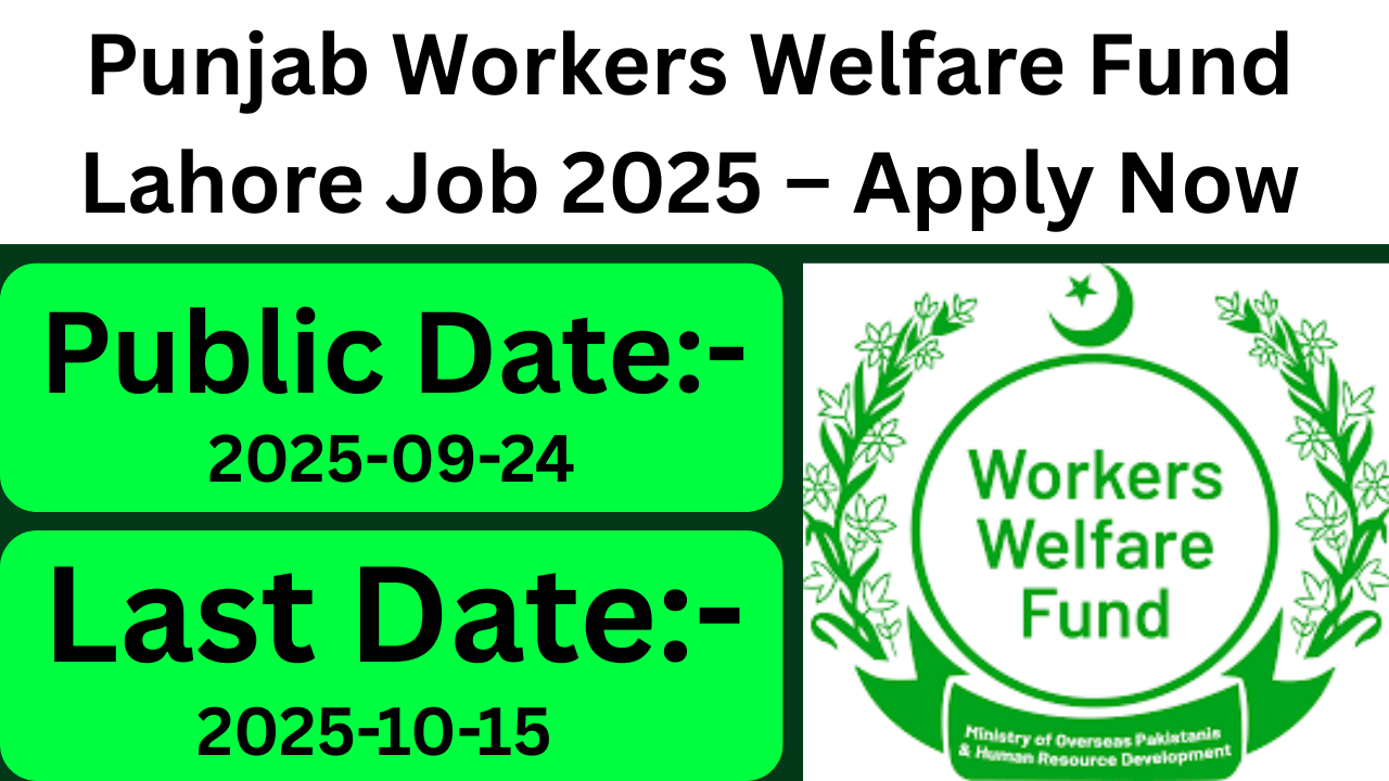 Punjab Workers Welfare Fund Lahore Job 2025
